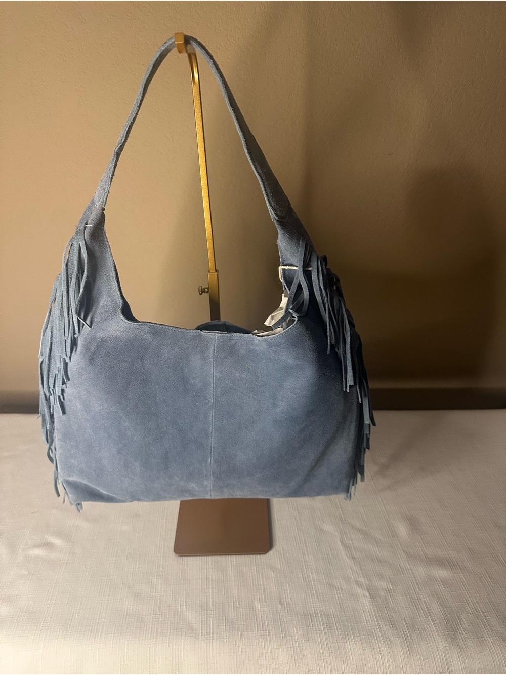 Haute Hippie Handbag Heritage Blue Suede Shoulder Bag by - Picture 2 of 4
